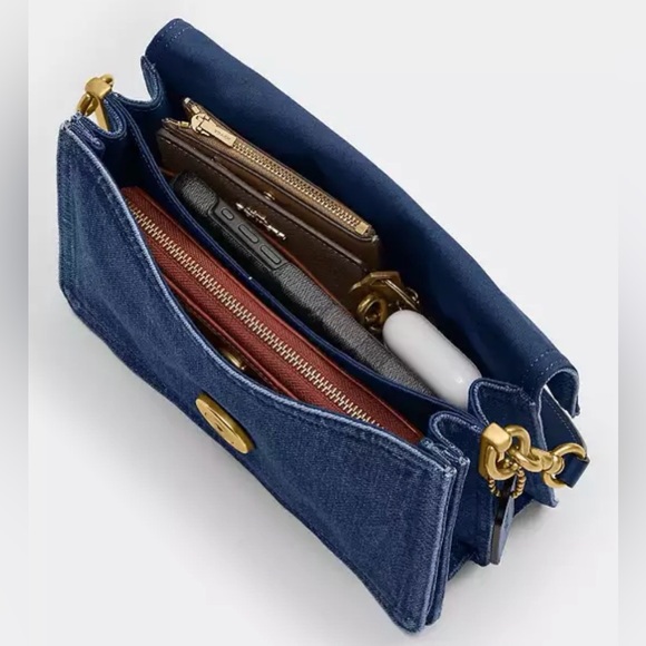 NWT Coach Chain Tabby Shoulder Bag In Denim - Picture 10 of 11